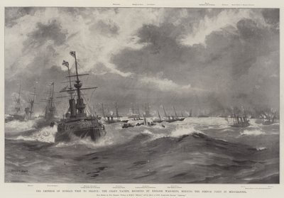 La Visita del Emperador de Rusia a Francia, los Yates del Zar, escoltados por Buques de Guerra Ingleses, encontrándose con la Flota Francesa en el Canal de Fred T. Jane